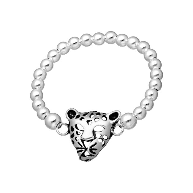 Leopard Sterling Silver Stretch Ring