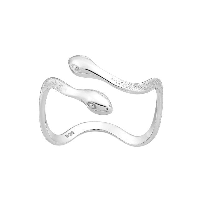 Double-Headed Snake Sterling Silver adjustable Ring