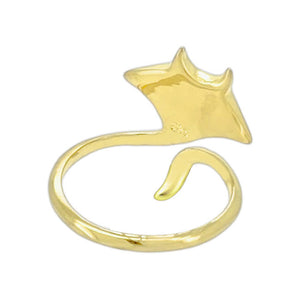 Manta Ray Sterling Silver & 18kt Gold with Abalone adjustable Ring Rear View