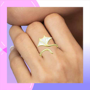 Manta Ray Sterling Silver & 18kt Gold with Mother of Pearl adjustable Ring modelled