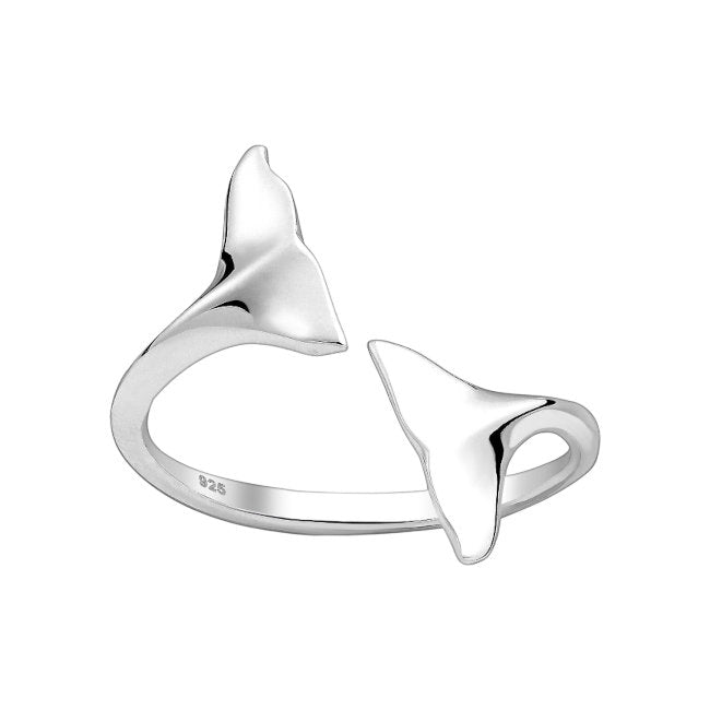 Whale Tail Sterling Silver adjustable Ring