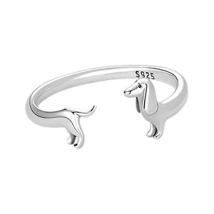 Dachshund Sterling Silver adjustable Ring