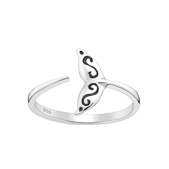 Whale Tail Sterling Silver adjustable Ring