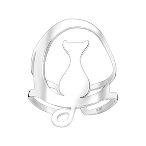 Cat Sterling Silver adjustable Ring
