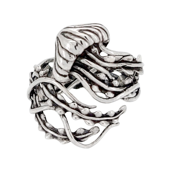 Jellyfish Sterling Silver adjustable Ring