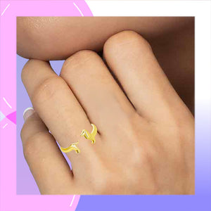 Dachshund Gold and Sterling Silver adjustable Ring modelled