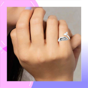 Whale Sterling Silver adjustable Ring modelled
