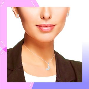 Butterfly Sterling Silver with Cubic Zirconia Jewellery Set modelled