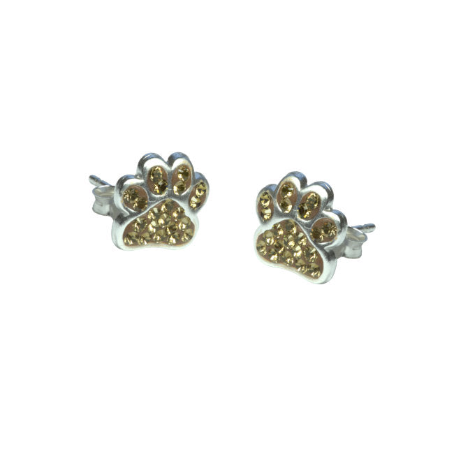 Cat Paws Sterling Silver with Swarovski Crystals stud Earrings