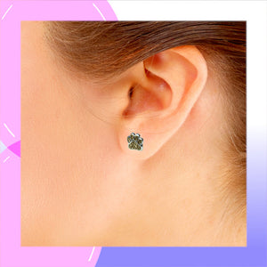 Cat Paws Sterling Silver with Swarovski Crystals stud Earrings modelled