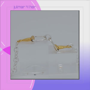 Snaffle Bit Sterling Silver Bracelet with 18kt Gold Accents viewed in 3d rotation