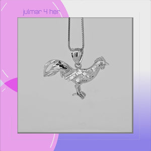 Rooster Sterling Silver Pendant viewed in 3d rotation