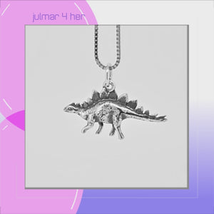 Stegosaurus Dinosaur Sterling Silver Pendant viewed in 3d rotation