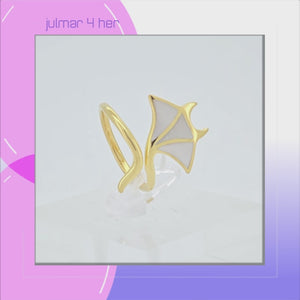 Manta Ray Sterling Silver & 18kt Gold with Mother of Pearl adjustable Ring viewed in 3d rotation