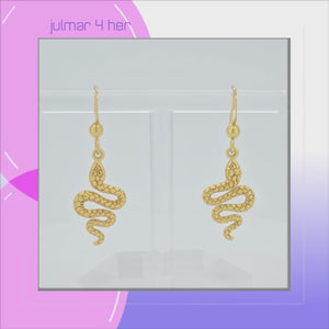 Snake Sterling Silver & 18kt Gold dangle Earrings viewed in 3d rotation