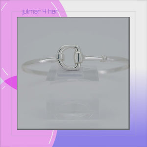 Snaffle Bit solid Sterling Silver Bangle viewed in 3d rotation