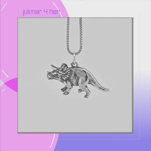 Triceratops Dinosaur Sterling Silver Pendant viewed in 3d rotation