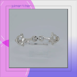 Snaffle Bit solid Sterling Silver Bangle viewed in 3d rotation