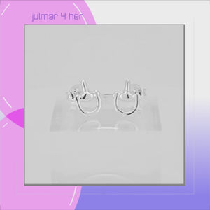 Horse Snaffle bit Sterling Silver push-back Earrings viewed in 3d rotation