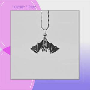 Bat Sterling Silver Charm Pendant viewed in 3d rotation