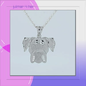 Boxer Dog Sterling Silver Pendant viewed in 3d rotation