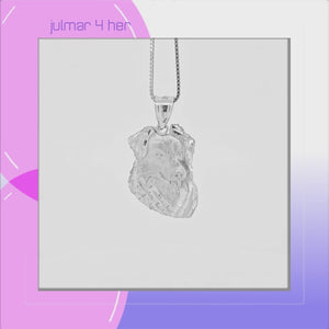 Border Collie Sterling Silver Pendant viewed in 3d rotation
