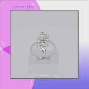 Snake Sterling Silver Adjustable Ring viewed in 3d rotation