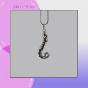 Octopus Tentacle Sterling Silver Pendant viewed in 3d rotation