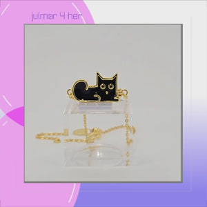 Black Cat Sterling Silver with Gold plating and Enamels Bracelet viewed in 3d rotation