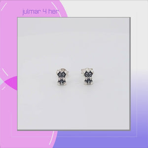 Scottish Terrier Sterling Silver push-back Earrings viewed in 3d rotation