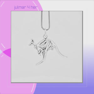 Kangaroo Sterling Silver Pendant viewed in 3d rotation