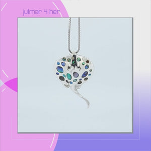 Stingray Sterling Silver Pendant with Abalone shell inlays viewed in 3d rotation