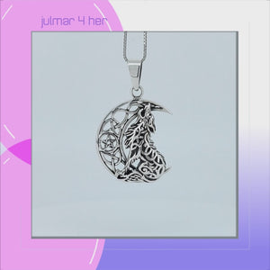 Wolf with Celtic Knotwork Sterling Silver Pendant viewed in 3d rotation