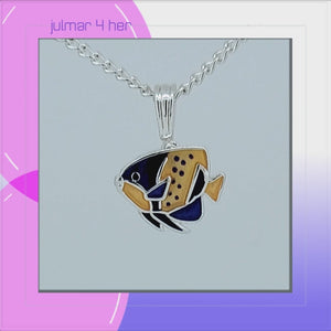 Angelfish Majesty Sterling Silver plated Pendant with Enamels viewed in 3d rotation