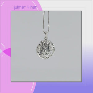 Cavalier King Charles Spaniel Sterling Silver Pendant viewed in 3d rotation