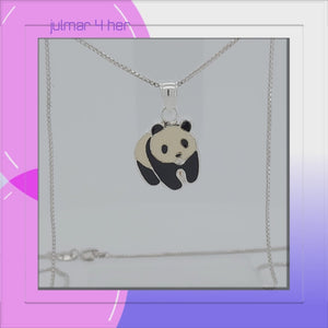 Panda Bear Sterling Silver Pendant with Enamels viewed in 3d rotation