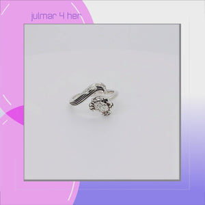 Crab & Wave Sterling Silver adjustable Ring viewed in 3d rotation