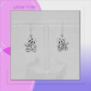Jellyfish Celtic Knotwork Tentacles Sterling Silver dangle Earrings viewed in 3d rotation