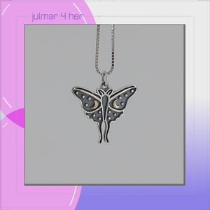 Luna Moth Sterling Silver Pendant viewed in 3d rotation