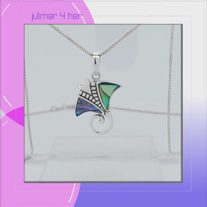 Manta Ray Sterling Silver Pendant with Abalone shell viewed in 3d rotation