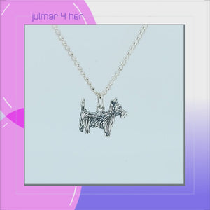Scottish Terrier Dog Sterling Silver Pendant viewed in 3d rotation
