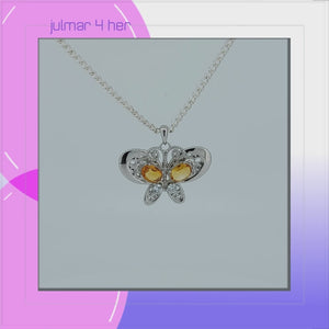Butterfly Sterling Silver Pendant with Citrine viewed in 3d rotation