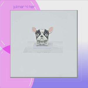 Chihuahua Sterling Silver with Cubic Zirconia & Enamels Bead Charm viewed in 3d rotation