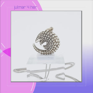 Pangolin Sterling Silver Charm Pendant viewed in 3d rotation