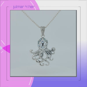 Octopus Sterling Silver Pendant with Mother of Pearl viewed in 3d rotation