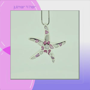 Starfish Sterling Silver and Pink Mother of Pearl Pendant viewed in 3d rotation