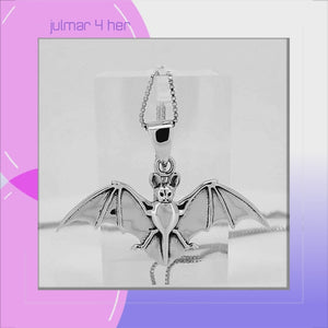 Bat with extended Wings Sterling Silver Pendant viewed in 3d rotation