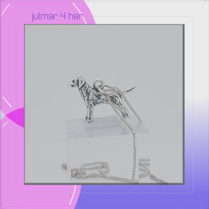 Retriever Dog Sterling Silver Pendant viewed in 3d rotation