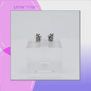 Scottish Terrier Sterling Silver stud Earrings viewed in 3d rotation