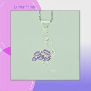 Flamingo Sterling Silver with Mauve Cubic Zirconia Pendant viewed in 3d rotation